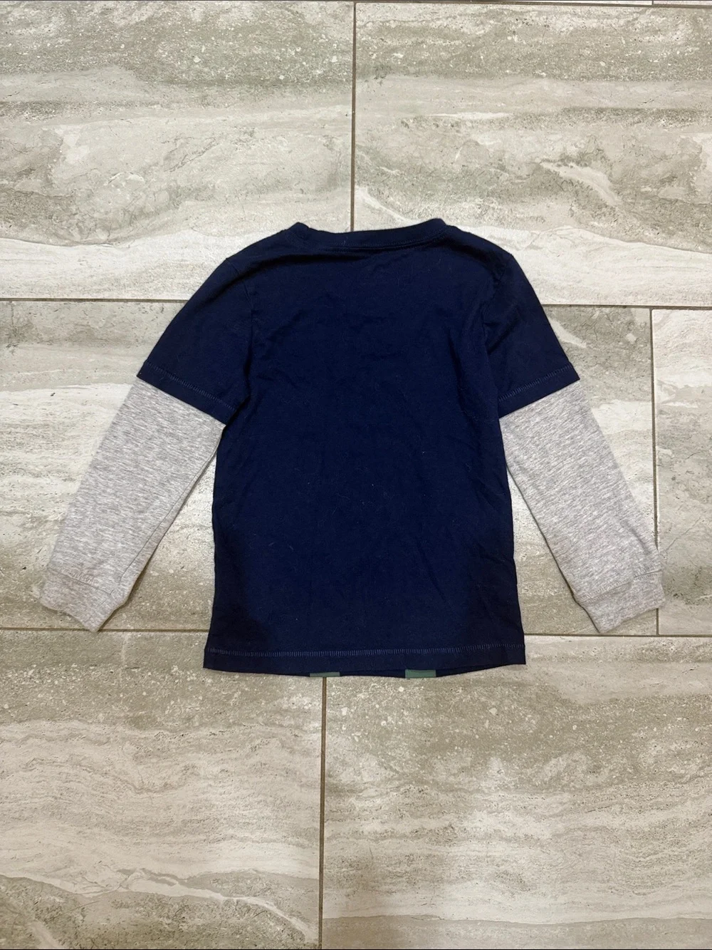 Carter's Navy & Gray Dino Truck Layered-Look Long Sleeve Tee